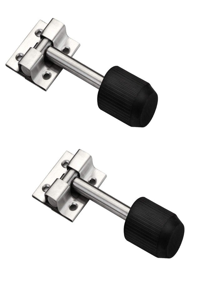 Nixnine Stainless Steel Door Stopper Double Floor Door Stoppers with Rubber Tip Bottom, for Home, Office, Bathroom Doors, (Single Door Stop, 3 Inch) Pack of 2 - Image 1